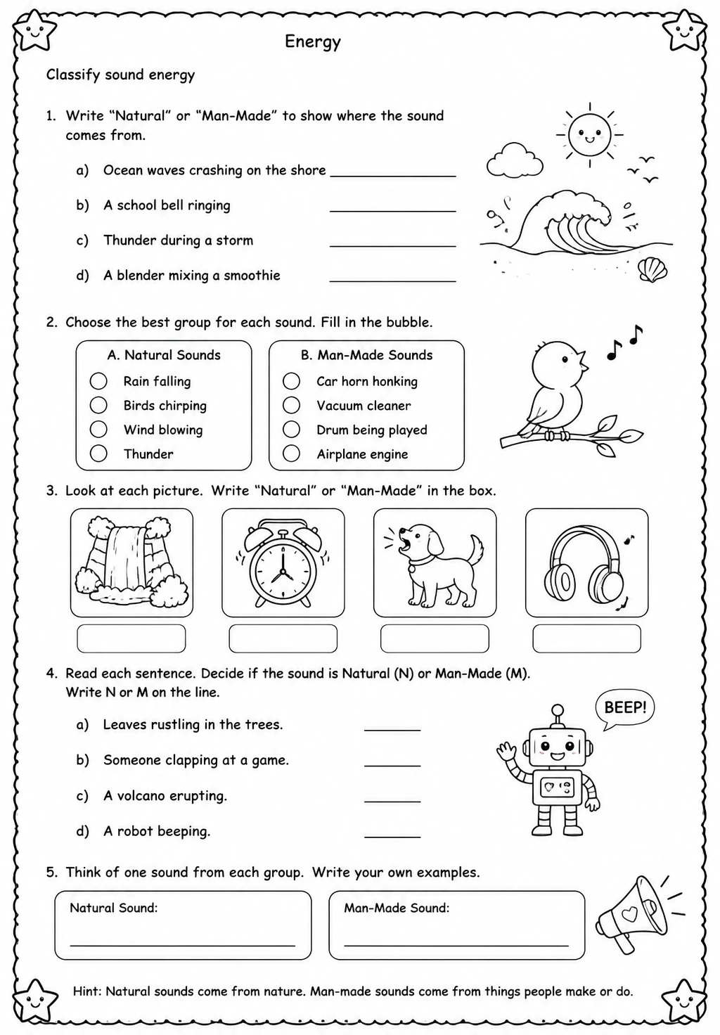 Classify sound energy