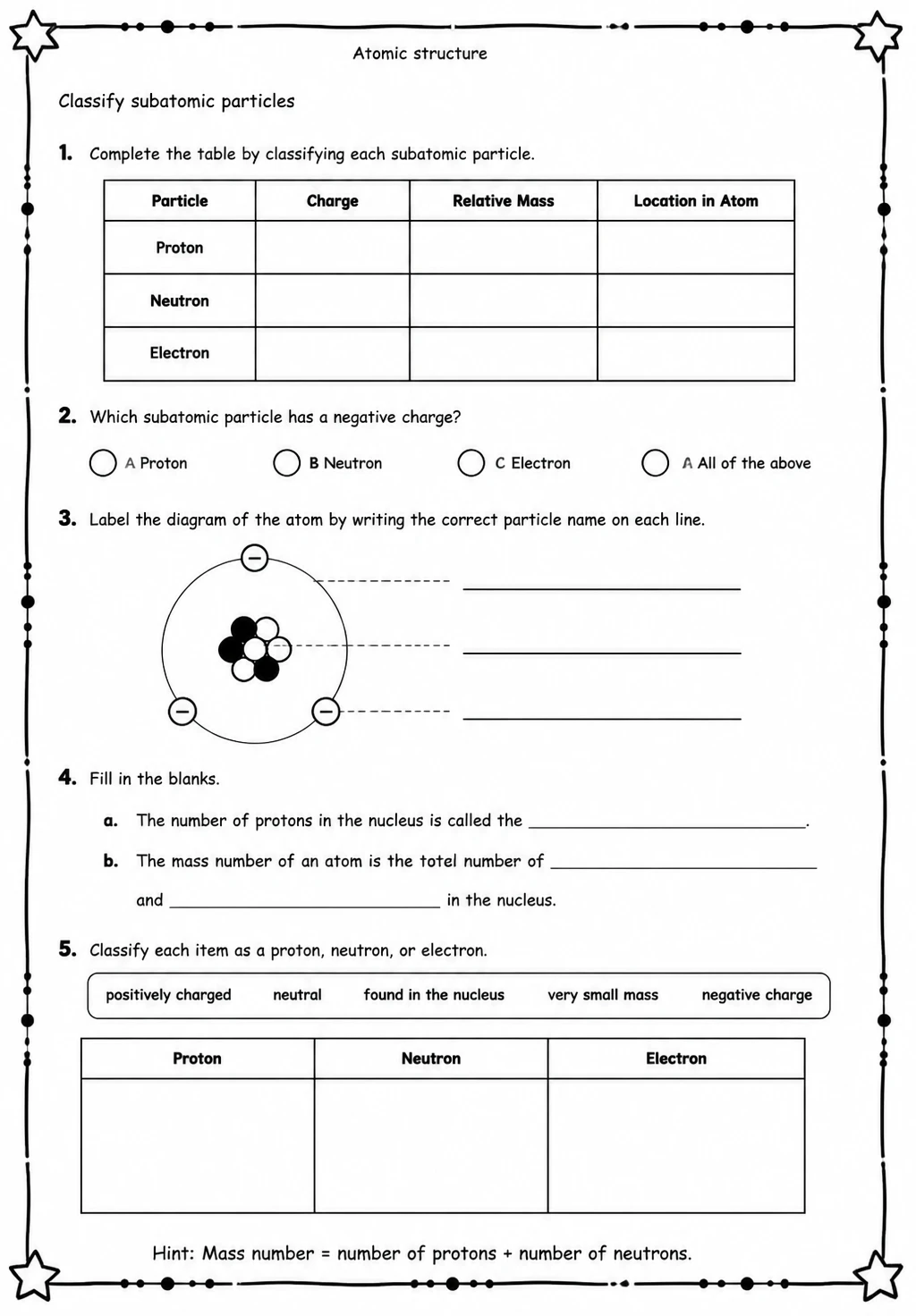 Classify subatomic particles
