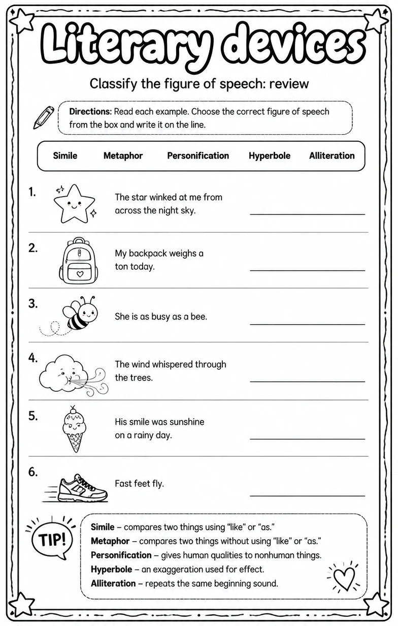 Classify the figure of speech: review