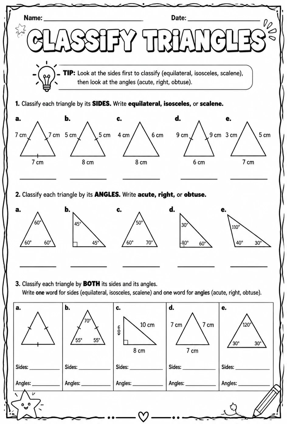 Classify triangles