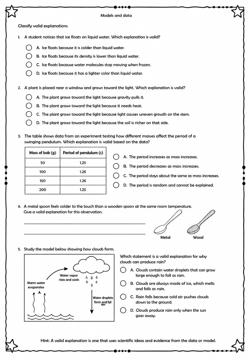 Classify valid explanations