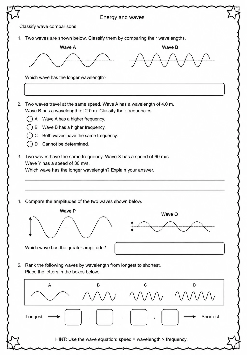 Classify wave comparisons