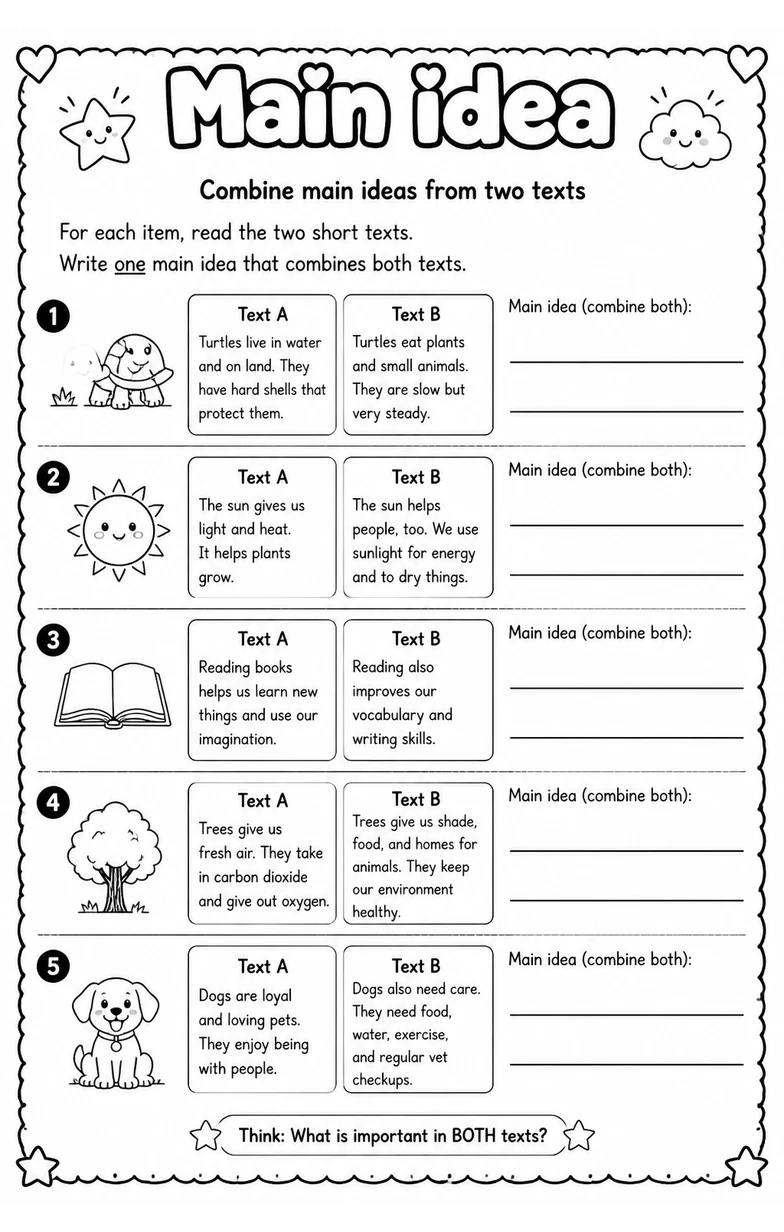 Combine main ideas from two texts