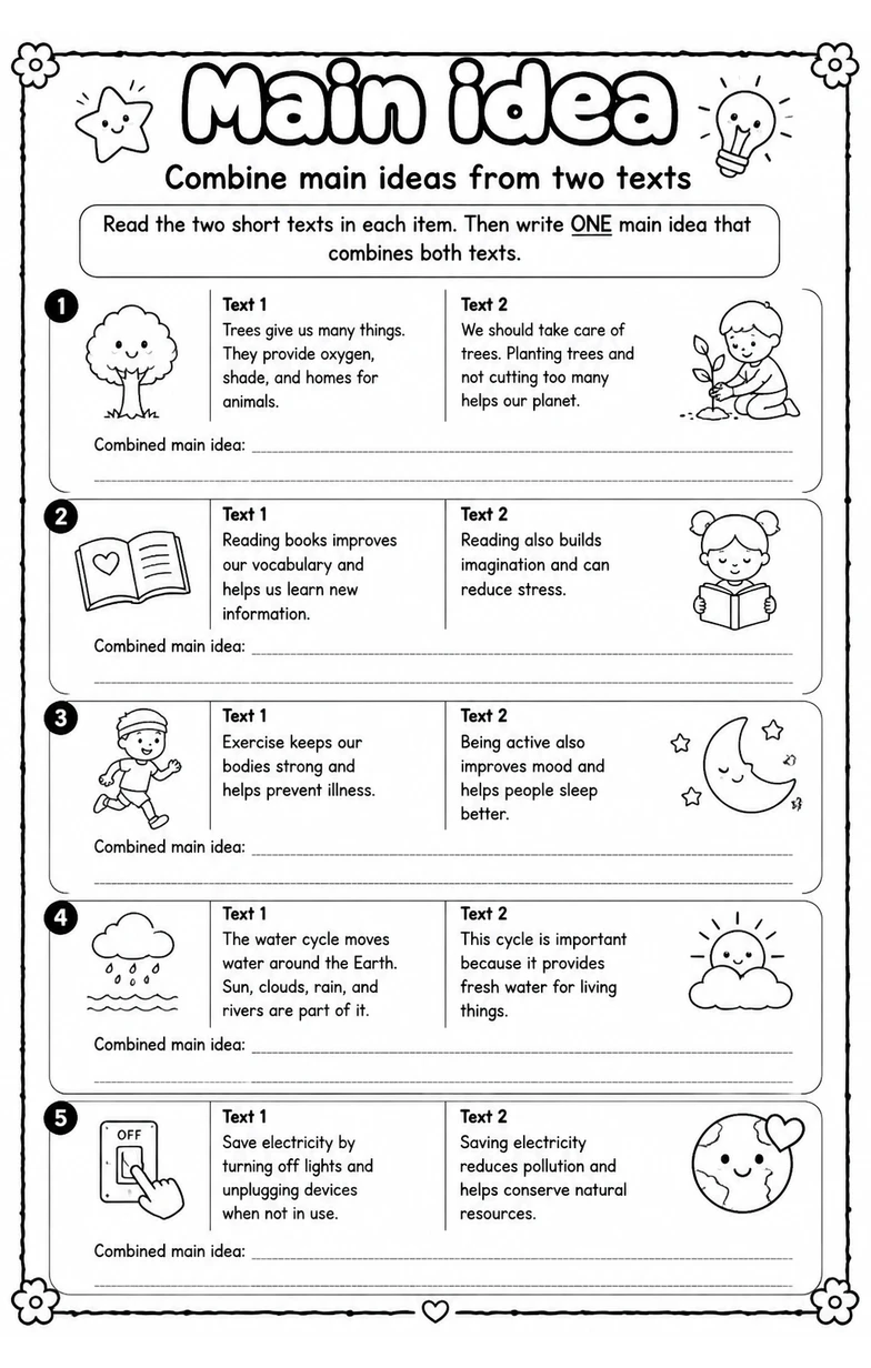 Combine main ideas from two texts