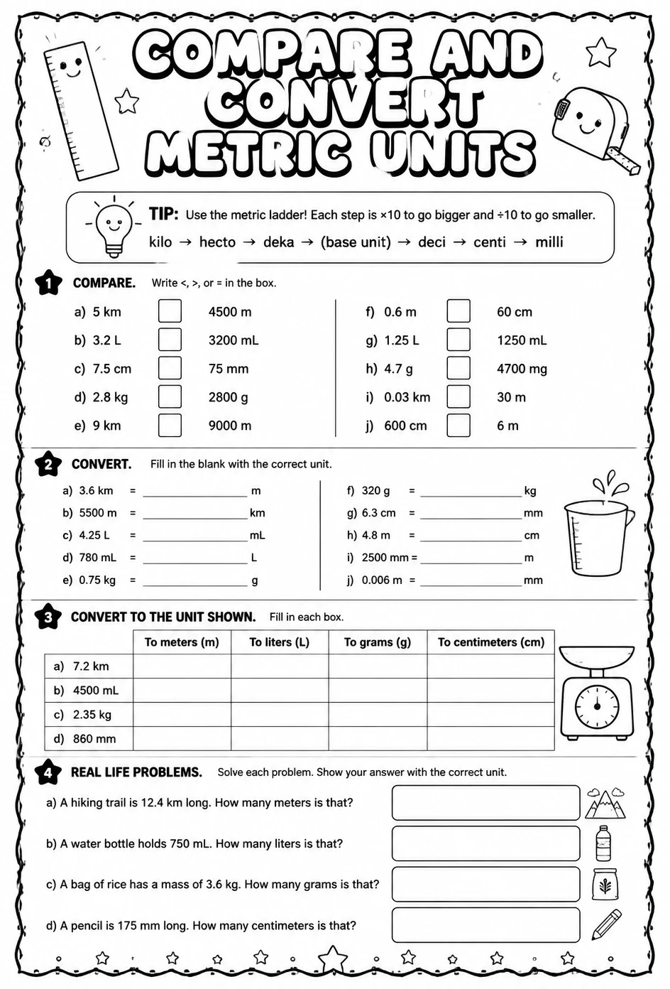 Compare and convert metric units
