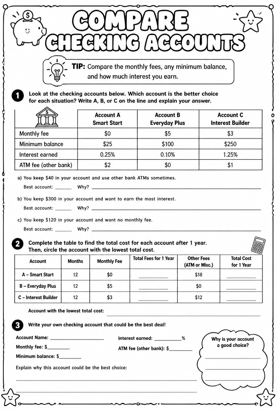 Compare checking accounts
