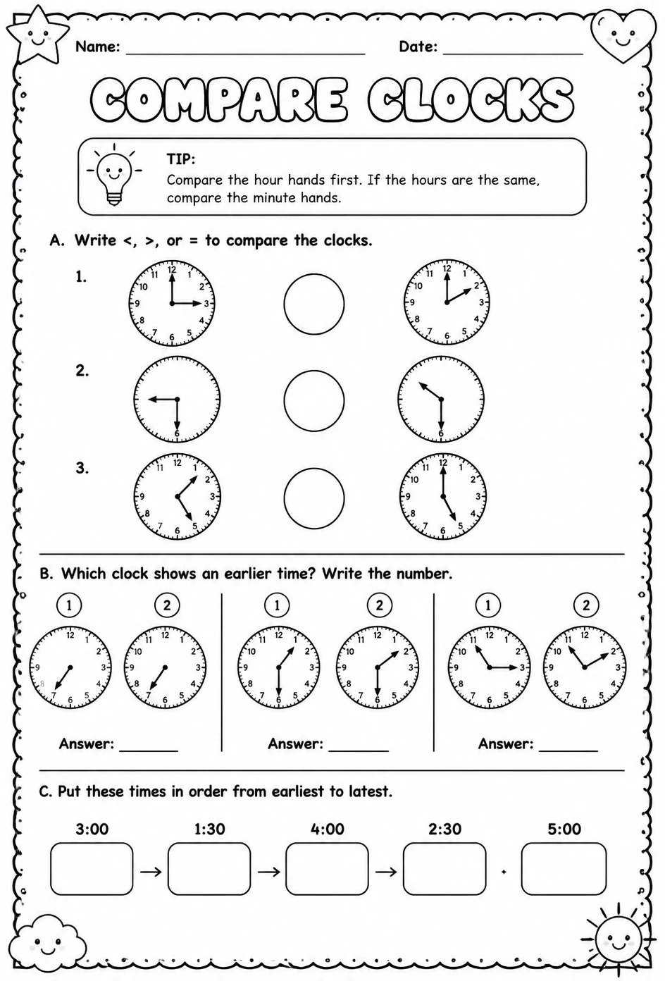 Compare clocks