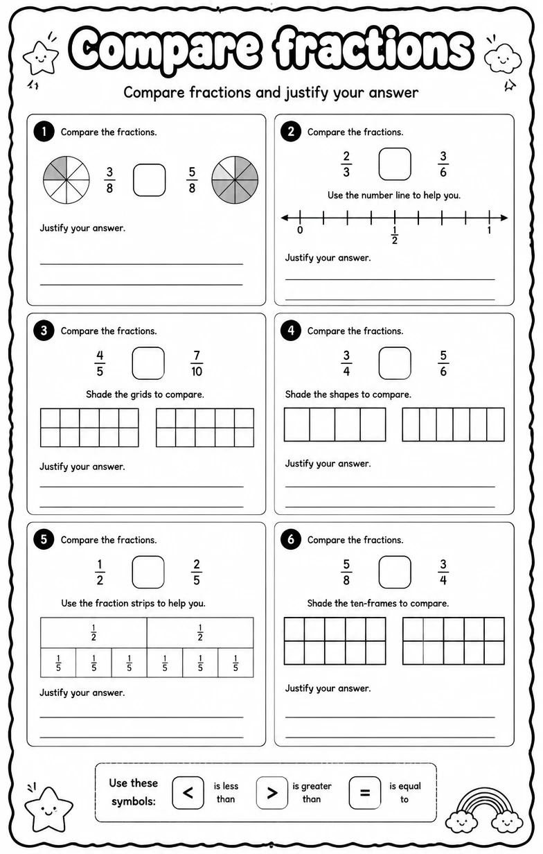 Compare fractions and justify your answer