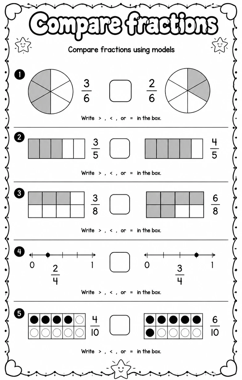 Compare fractions using models