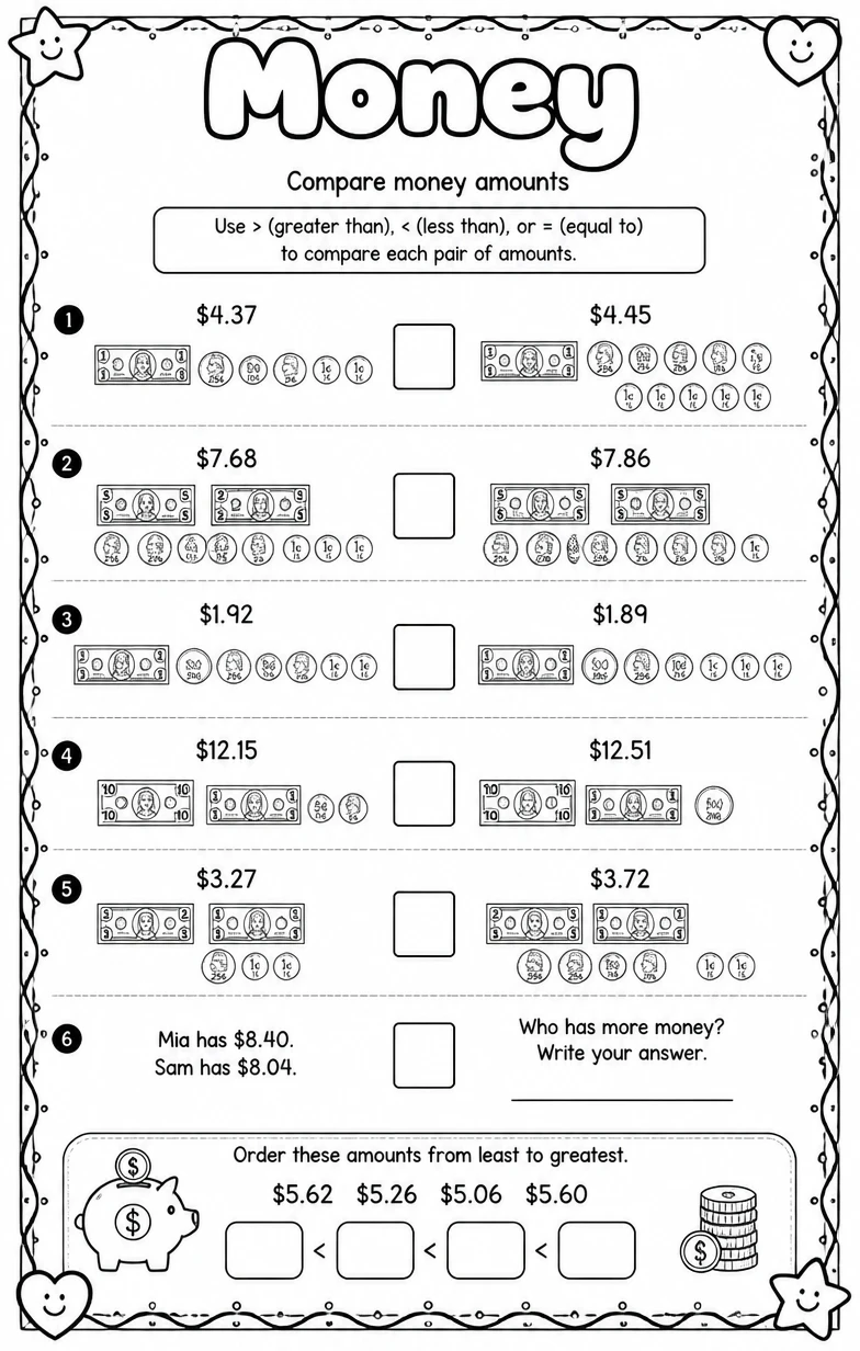 Compare money amounts