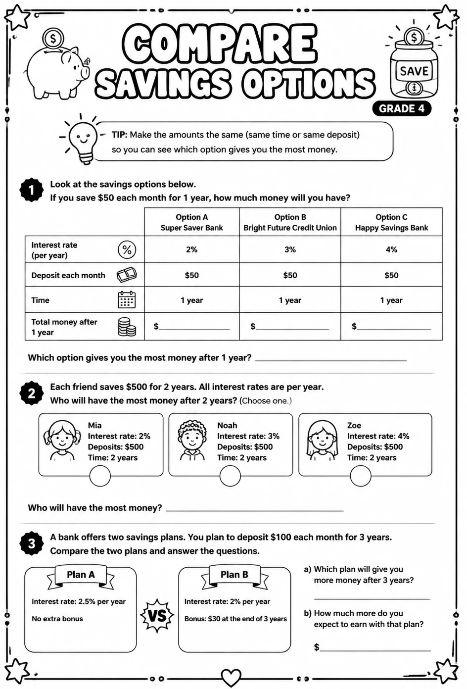 Compare savings options