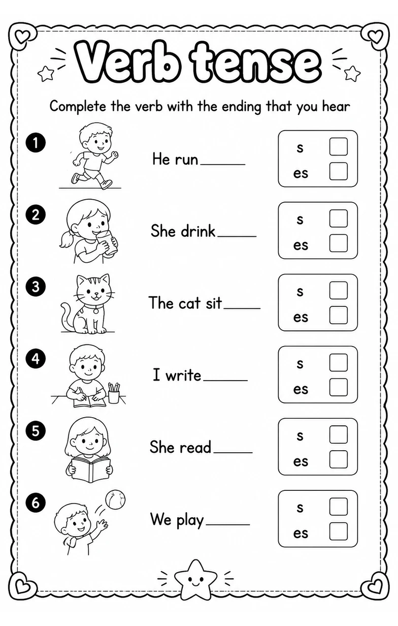 Complete the verb with the ending that you hear