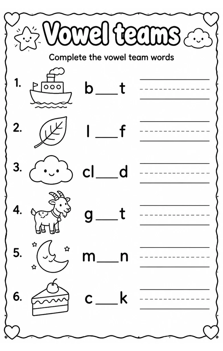 Complete the vowel team words
