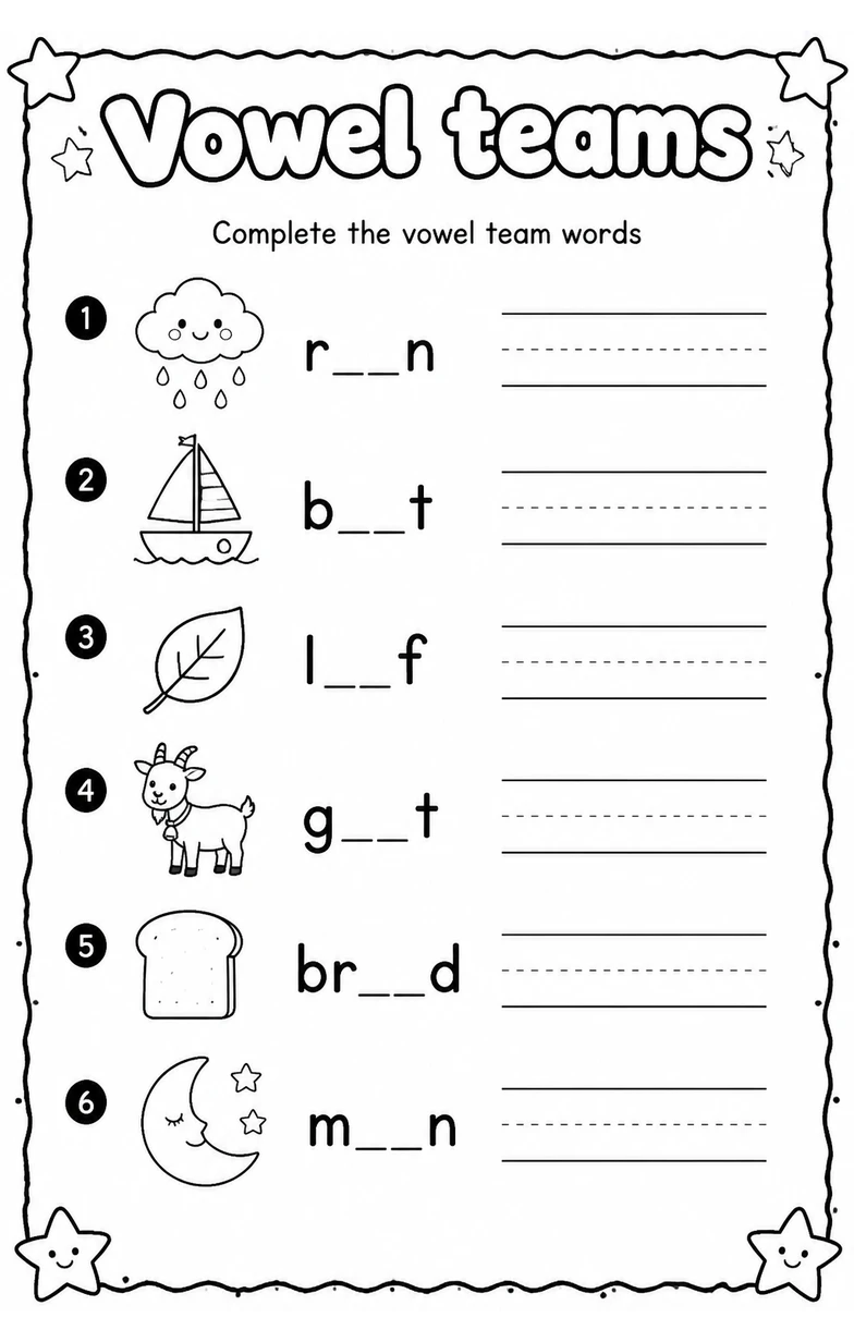 Complete the vowel team words
