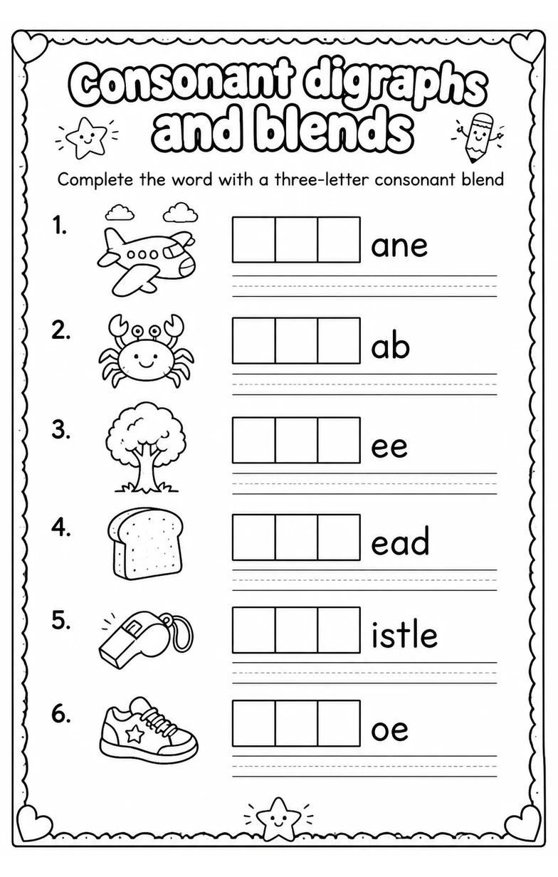 Complete the word with a three-letter consonant blend
