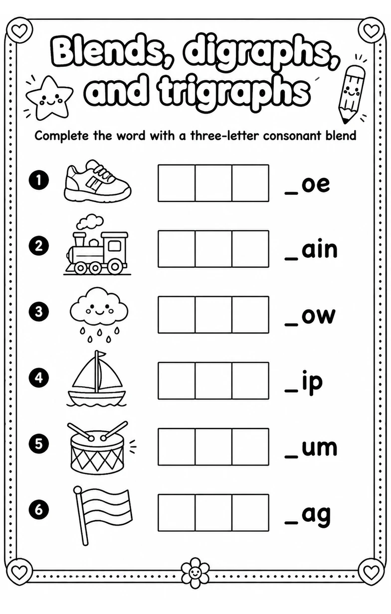 Complete the word with a three-letter consonant blend