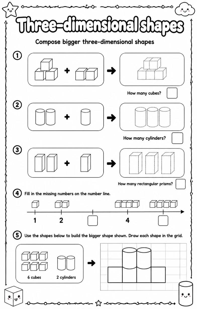 Compose bigger three-dimensional shapes