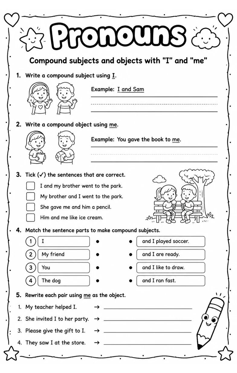 Compound subjects and objects with "I" and "me"