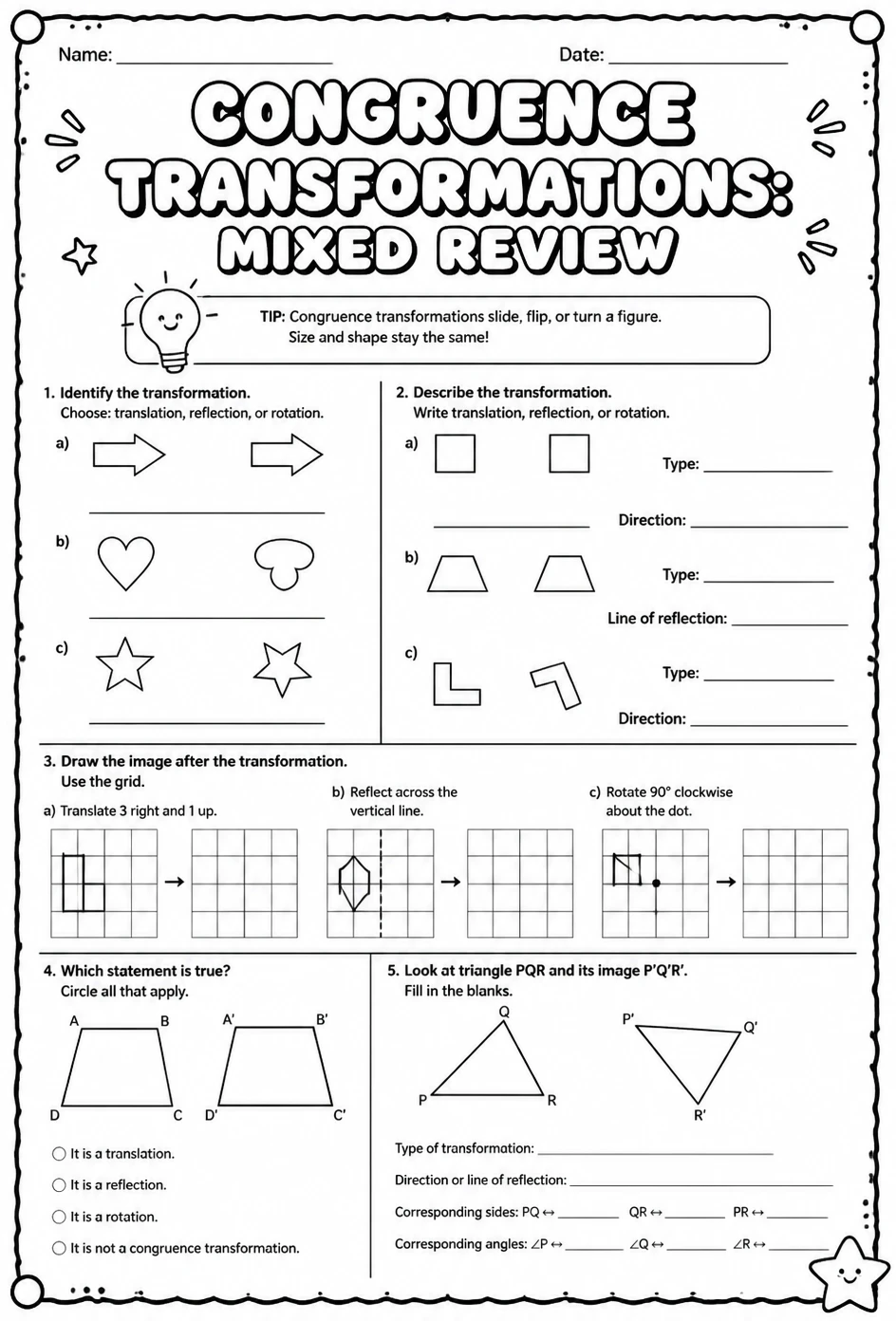 Congruence transformations: mixed review