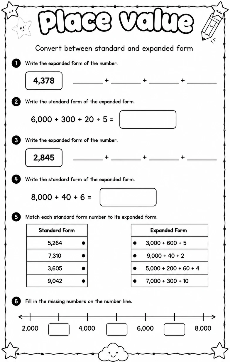 Convert between standard and expanded form