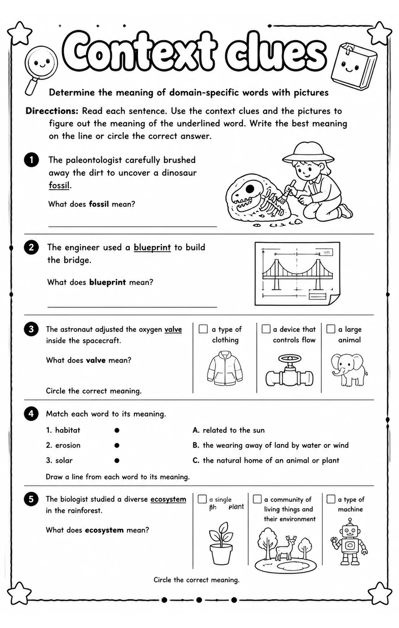 Determine the meaning of domain-specific words with pictures
