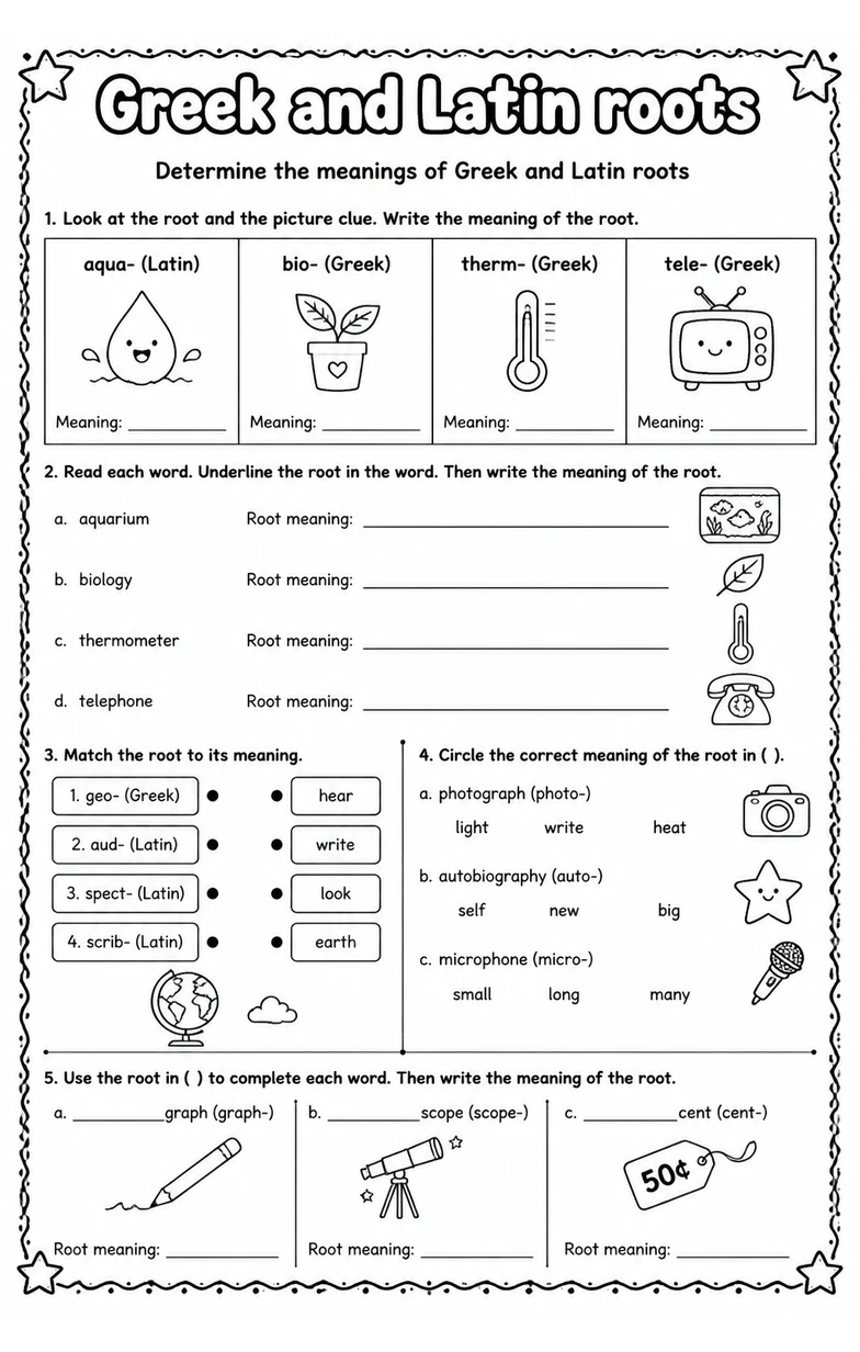 Determine the meanings of Greek and Latin roots