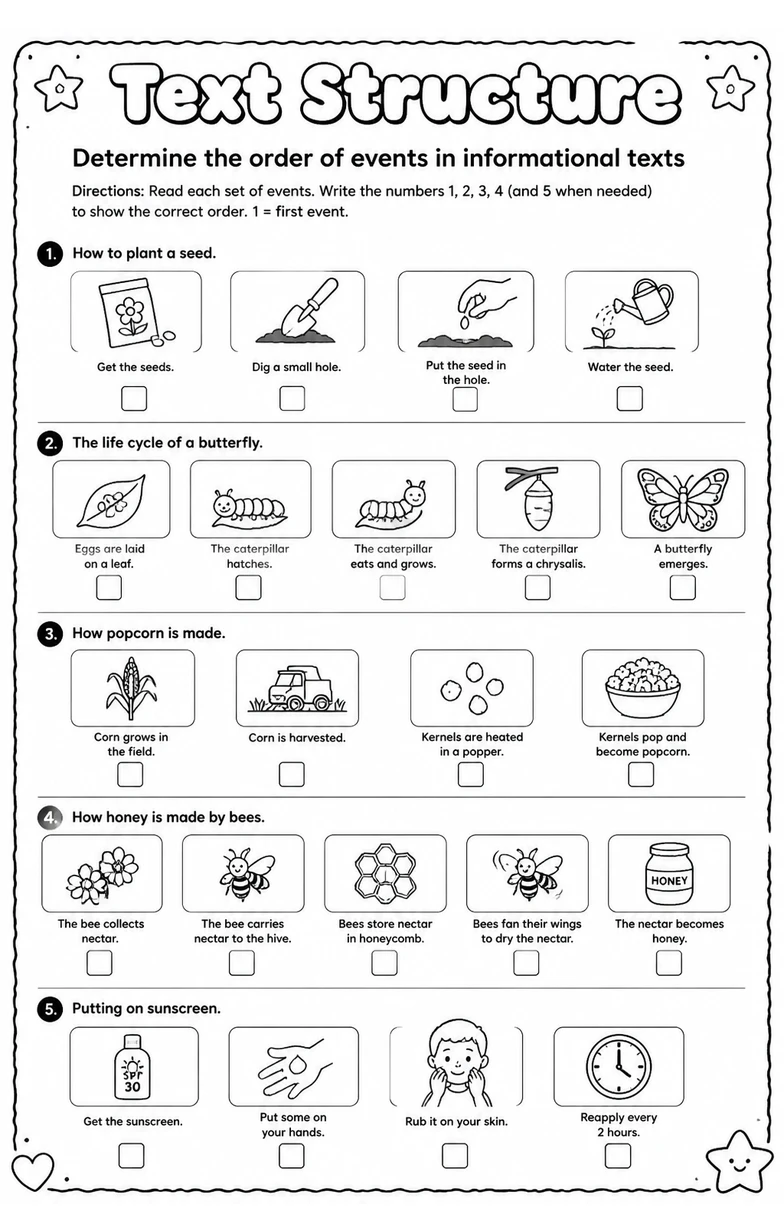 Determine the order of events in informational texts