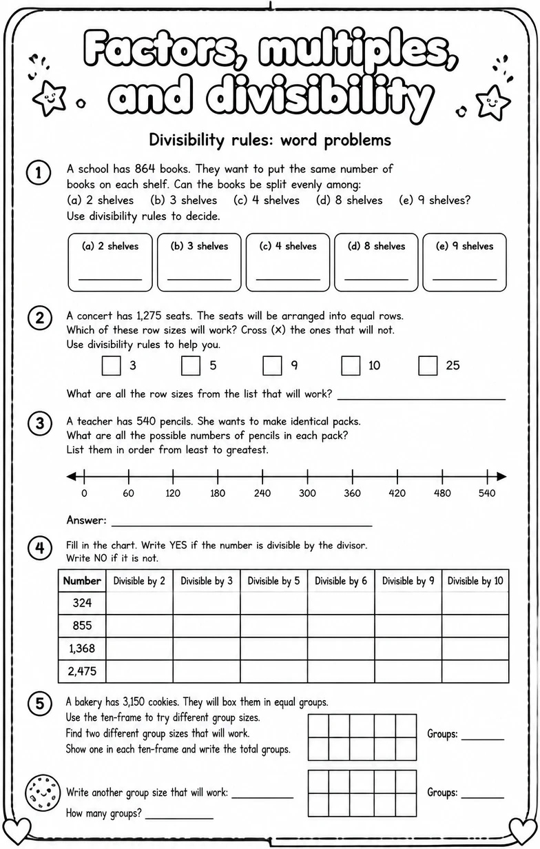 Divisibility rules: word problems