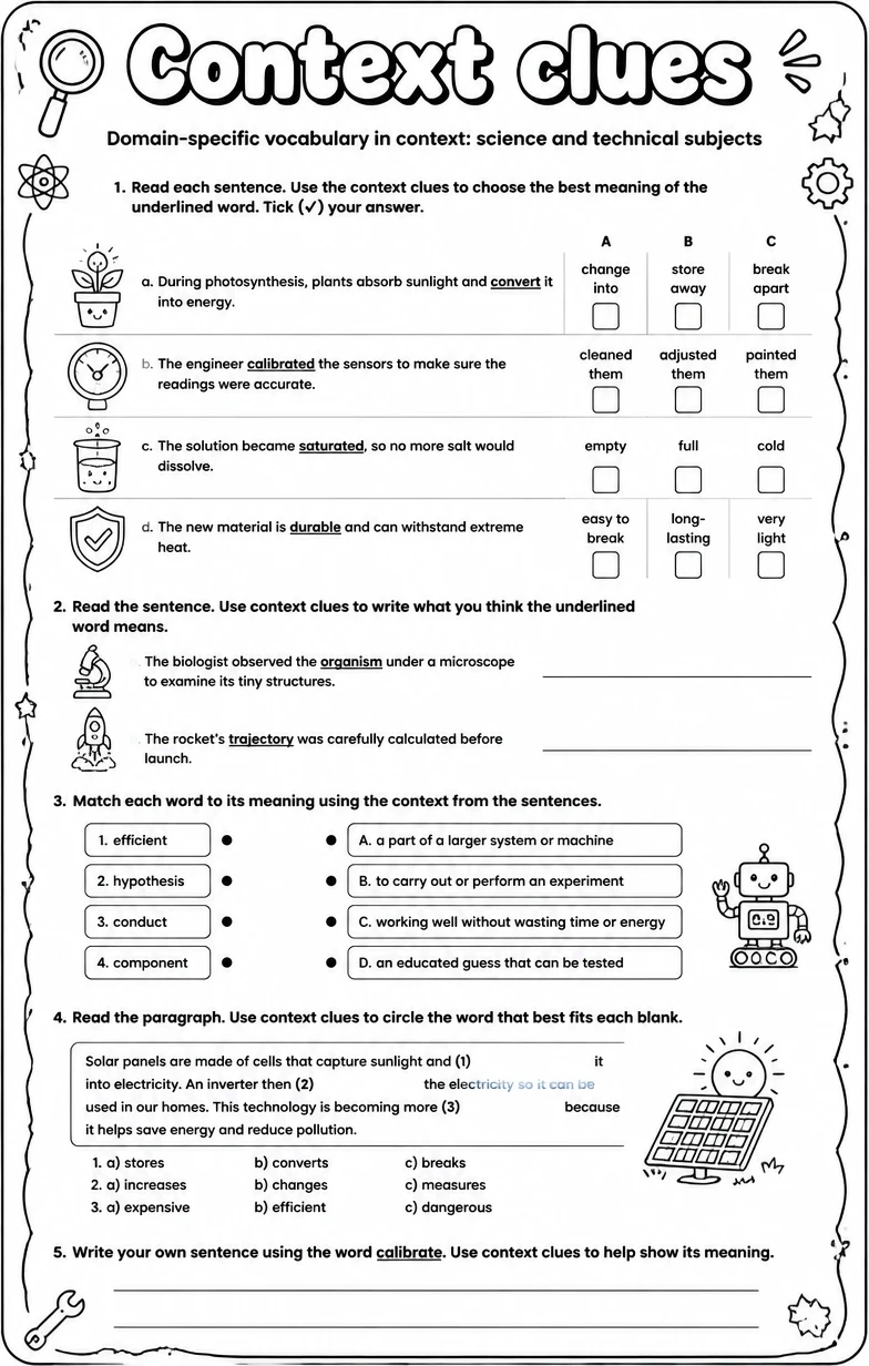 Domain-specific vocabulary in context: science and technical subjects