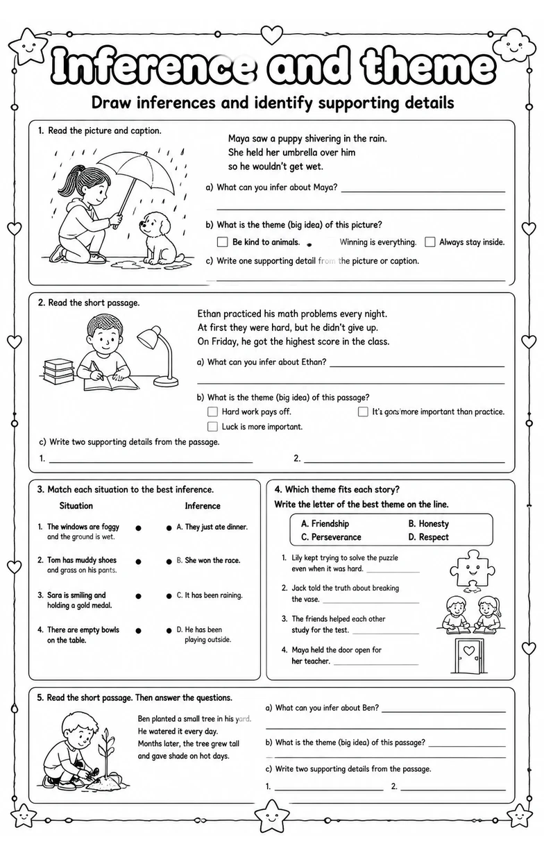 Draw inferences and identify supporting details