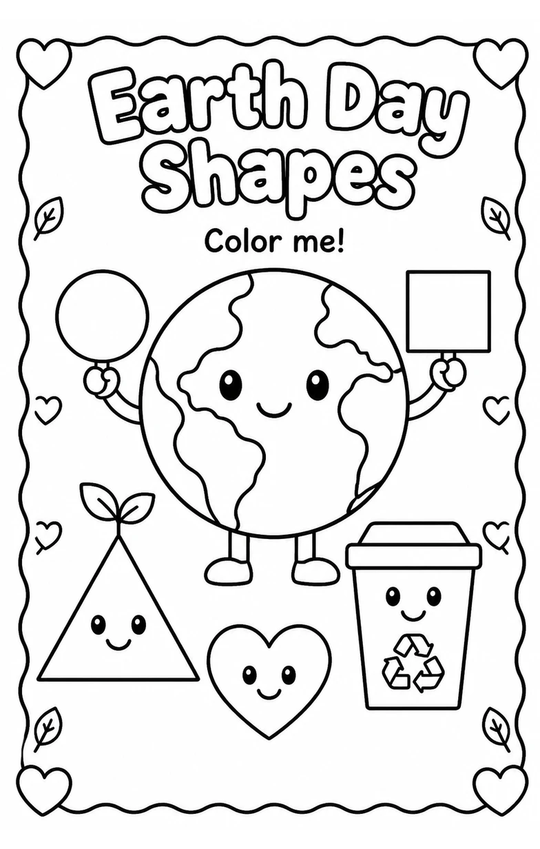 Earth Day Shapes Coloring Page