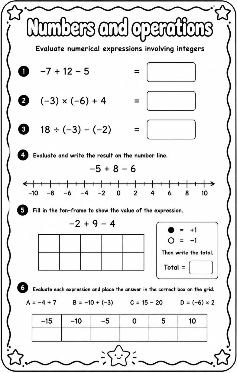 Evaluate numerical expressions involving integers