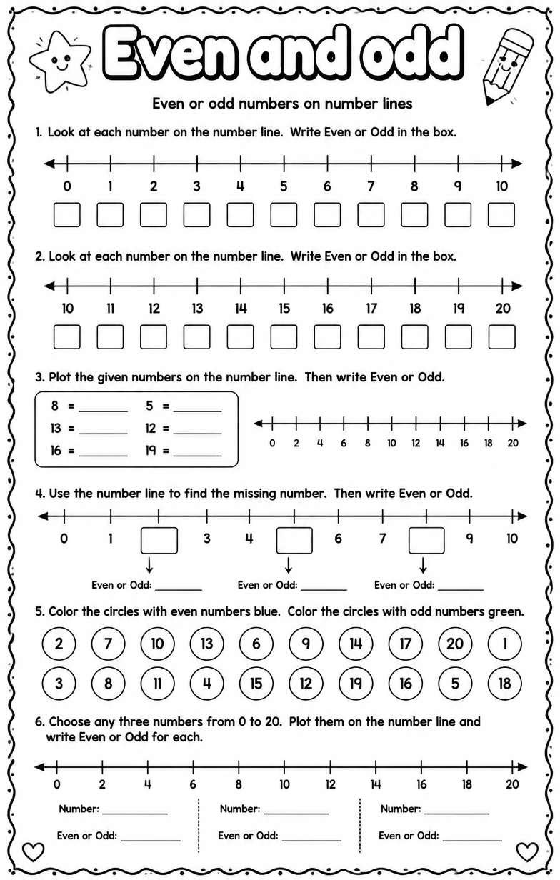 Even or odd numbers on number lines