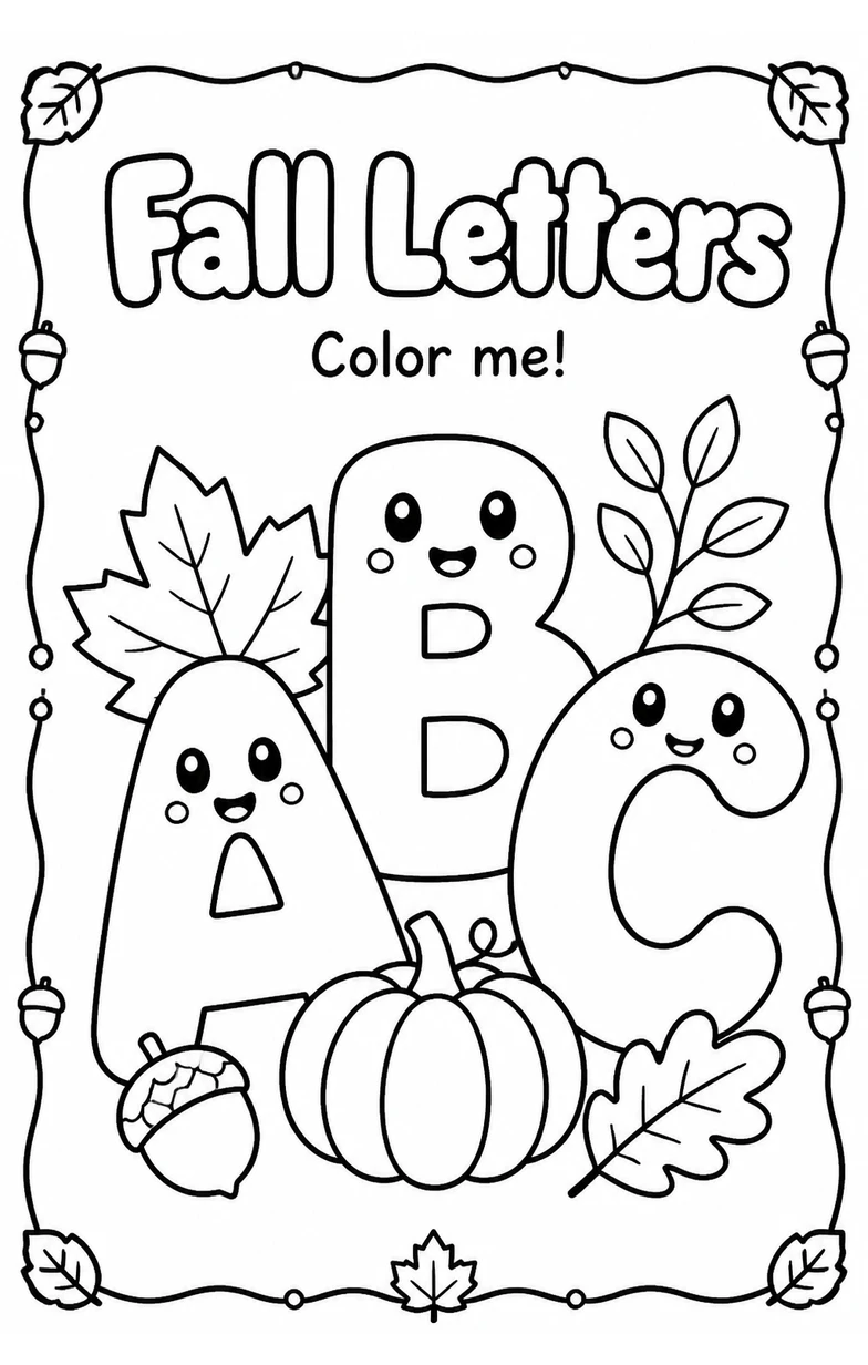 Fall Letters Coloring Page