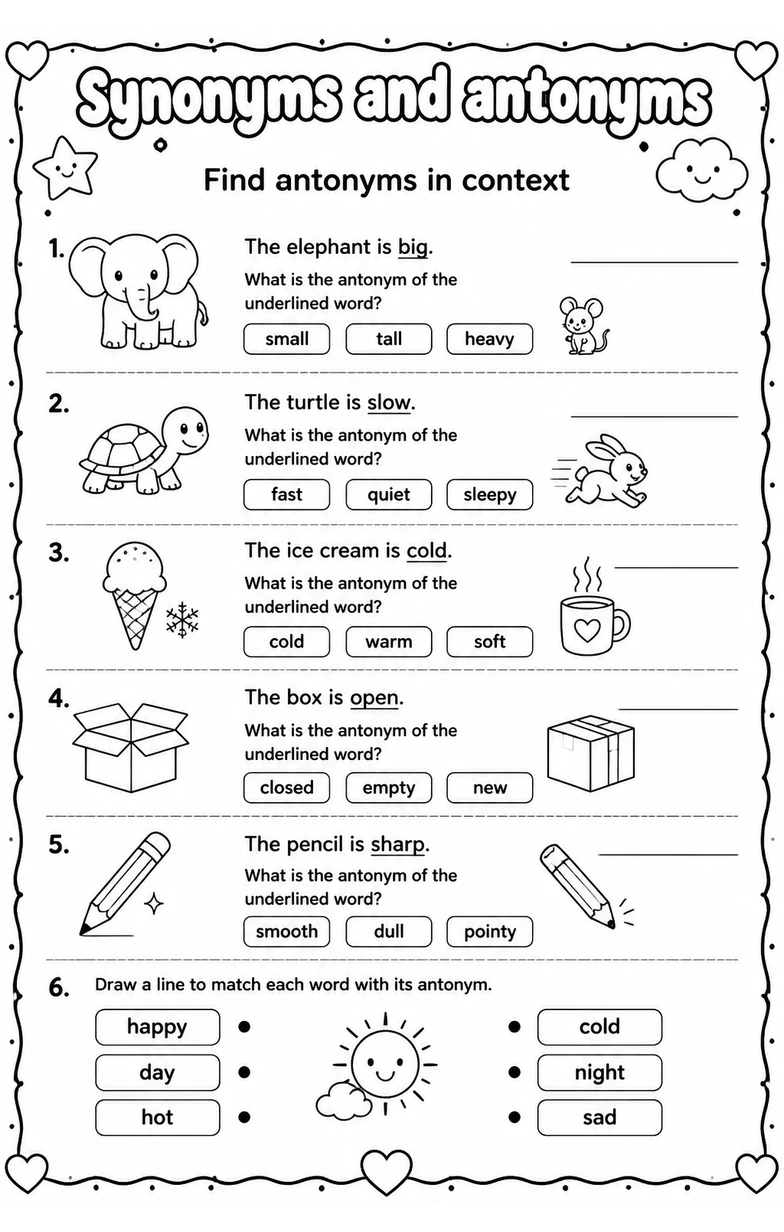 Find antonyms in context