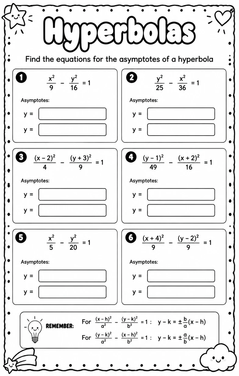 Find the equations for the asymptotes of a hyperbola