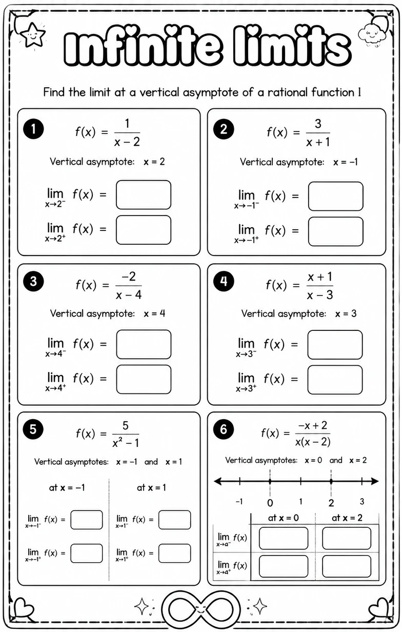 Find the limit at a vertical asymptote of a rational function I