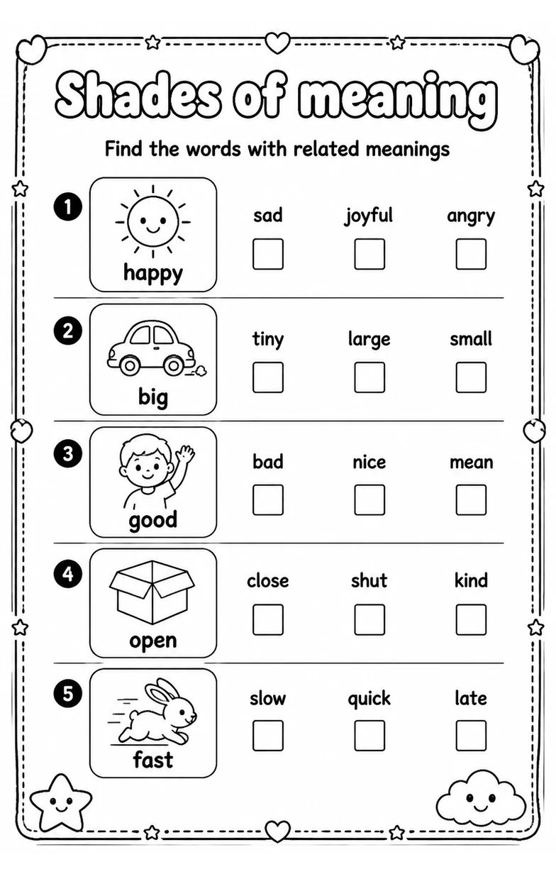 Find the words with related meanings