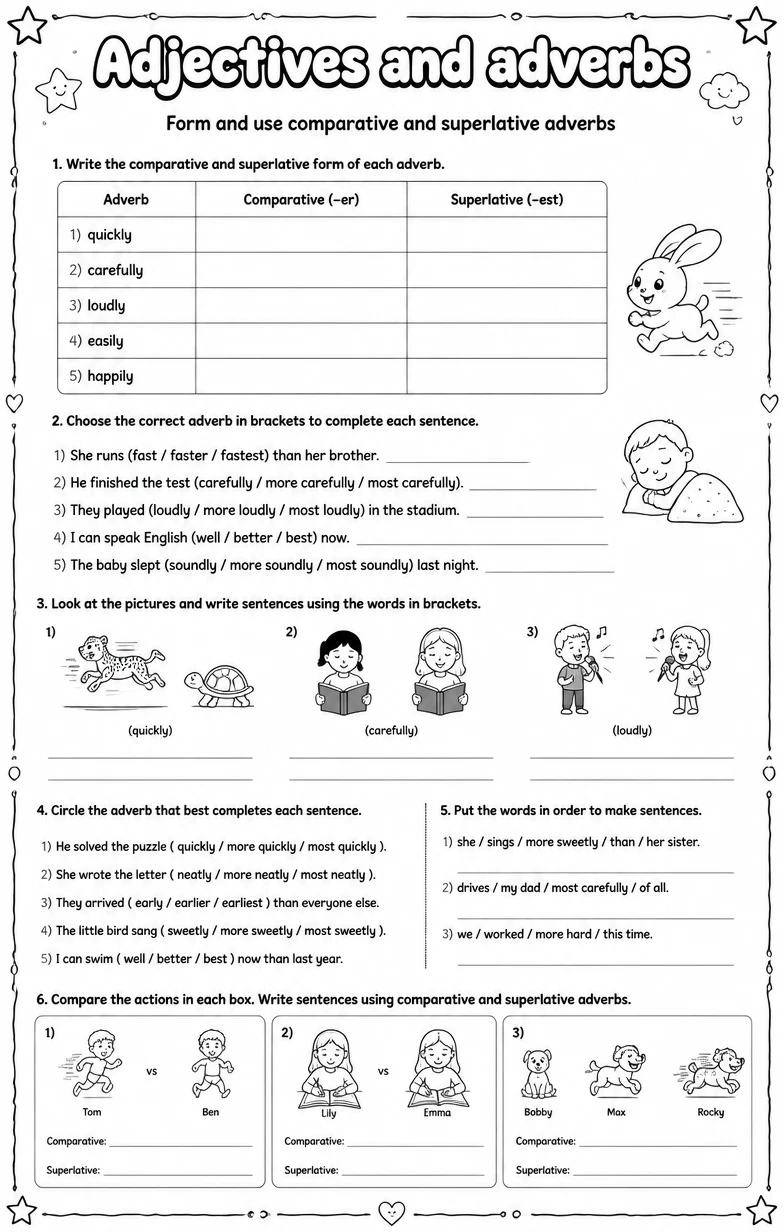 Form and use comparative and superlative adverbs