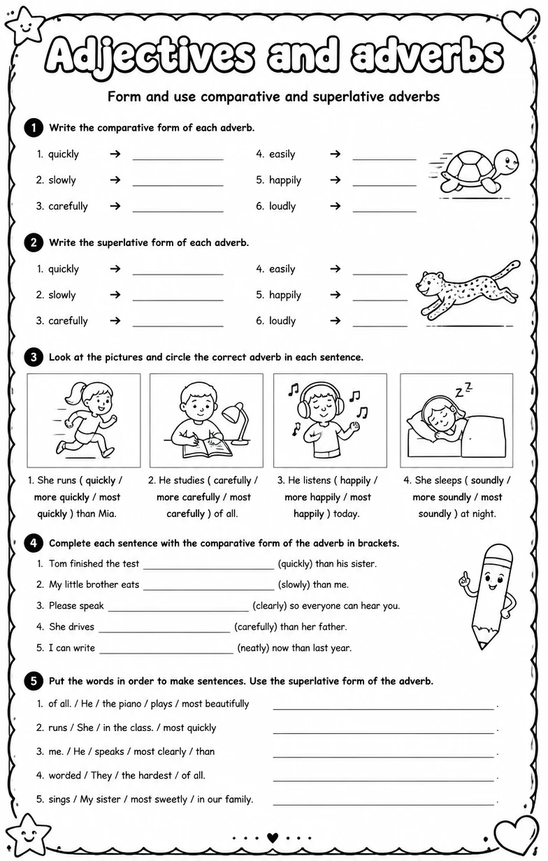 Form and use comparative and superlative adverbs