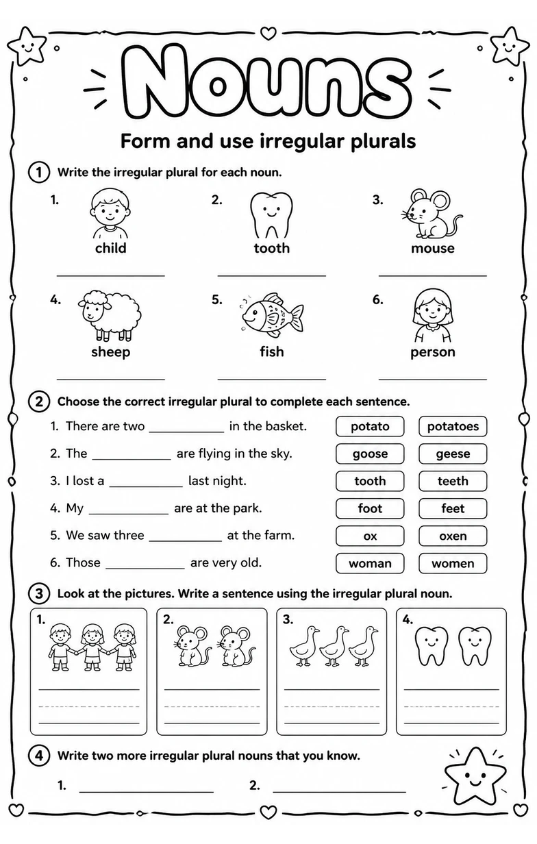 Form and use irregular plurals
