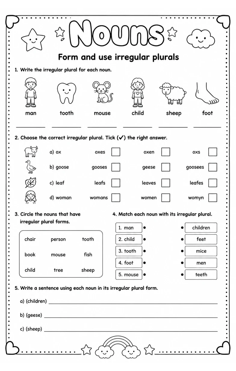 Form and use irregular plurals