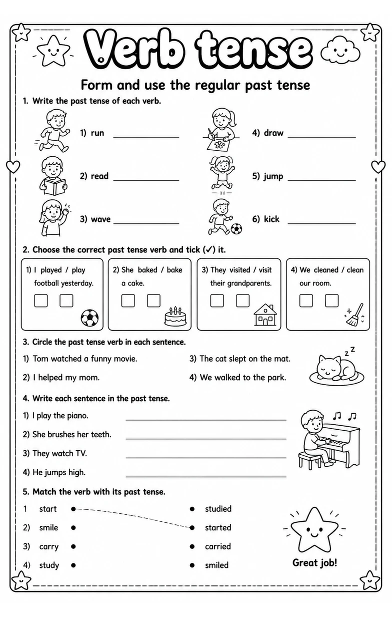 Form and use the regular past tense
