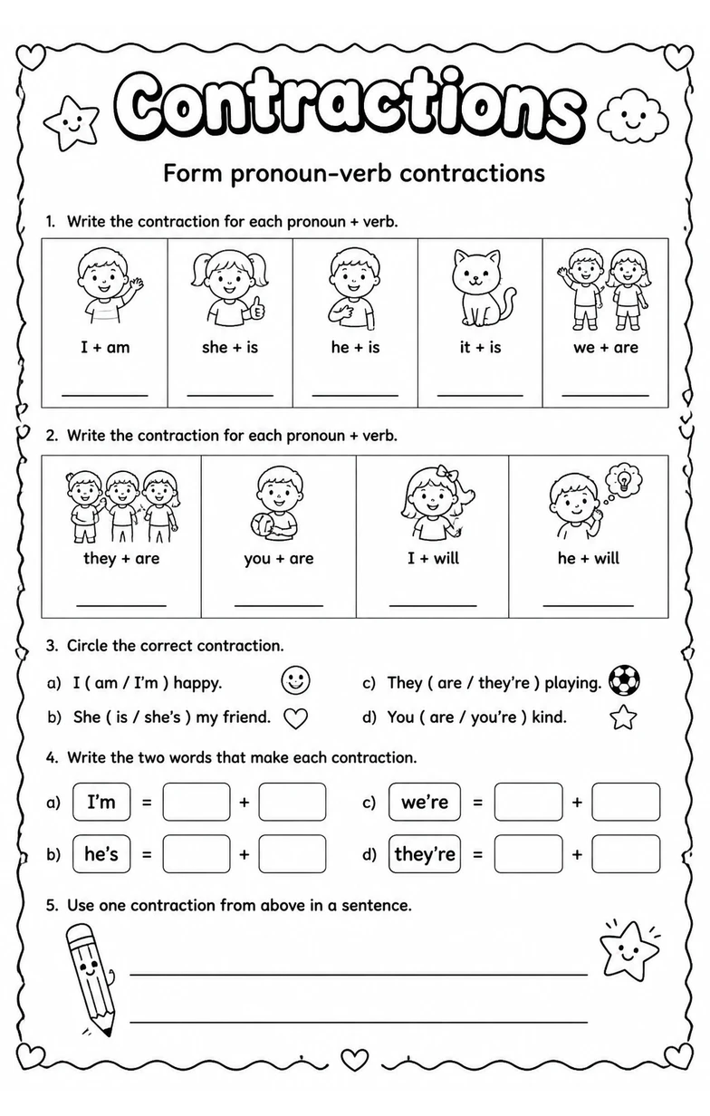 Form pronoun-verb contractions