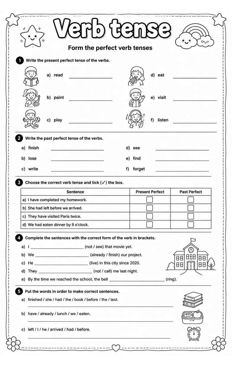 Form the perfect verb tenses