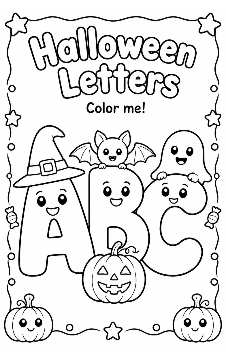Halloween Letters Coloring Page