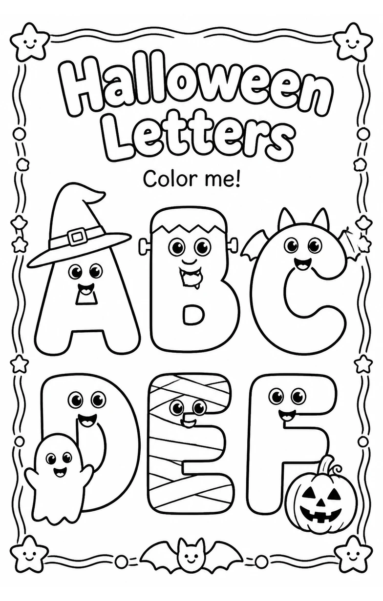 Halloween Letters Coloring Page