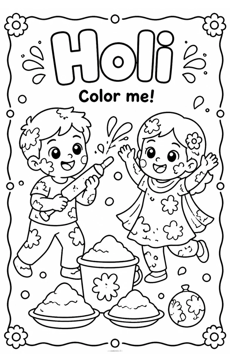 Holi Coloring Pages