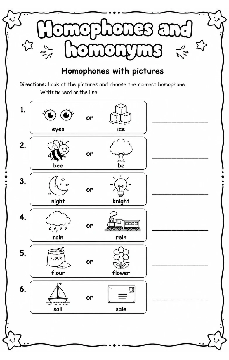 Homophones with pictures