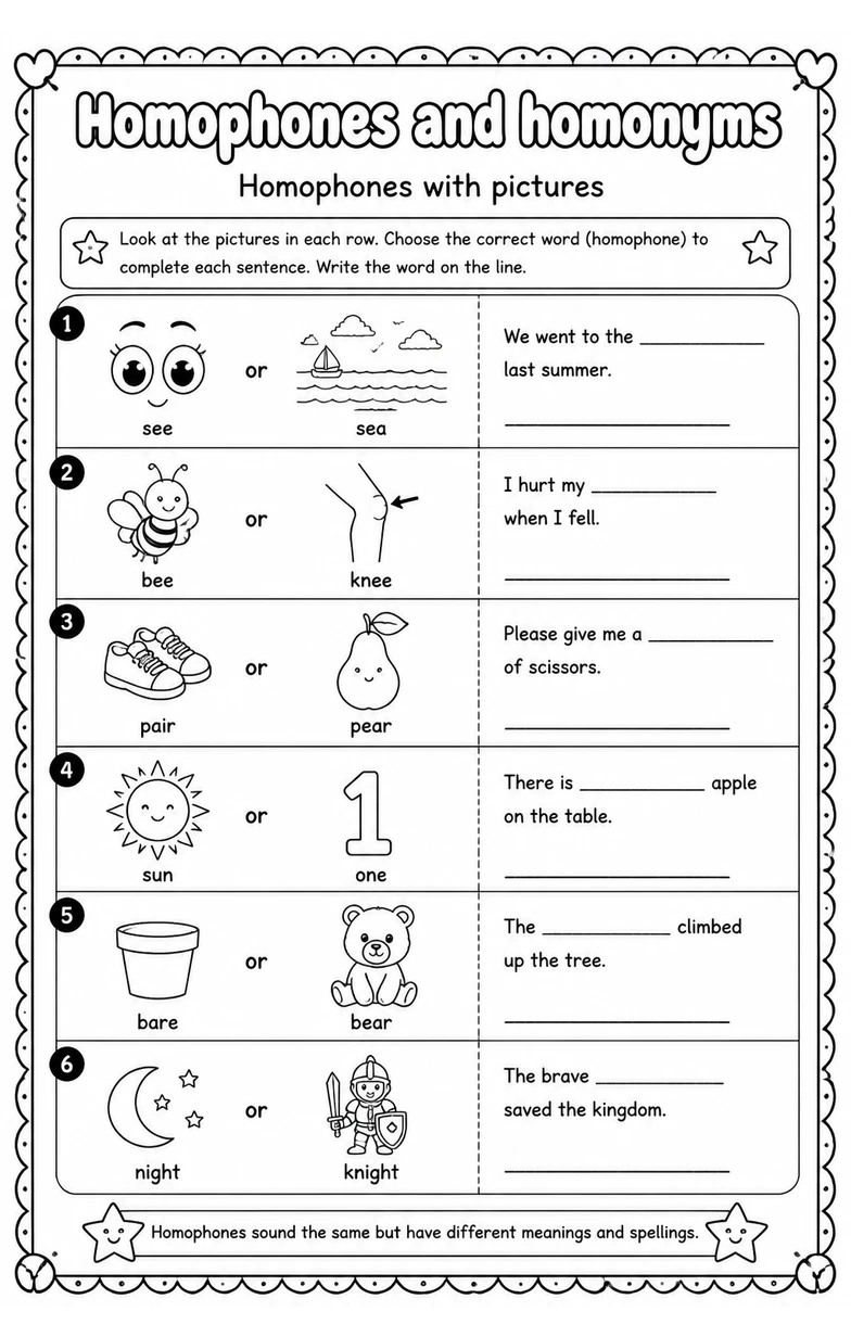 Homophones with pictures